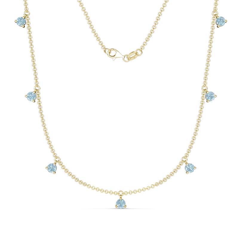 Zuria 0.56 ctw Aquamarine (7 stn/3mm) Women Drop Station Necklace 