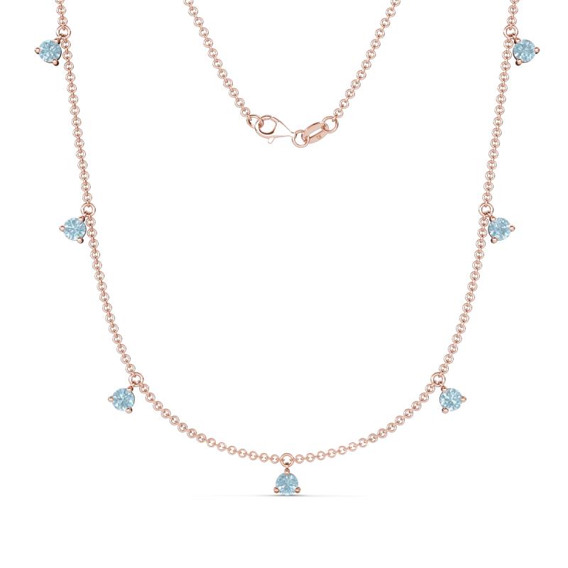 Zuria 0.56 ctw Aquamarine (7 stn/3mm) Women Drop Station Necklace 