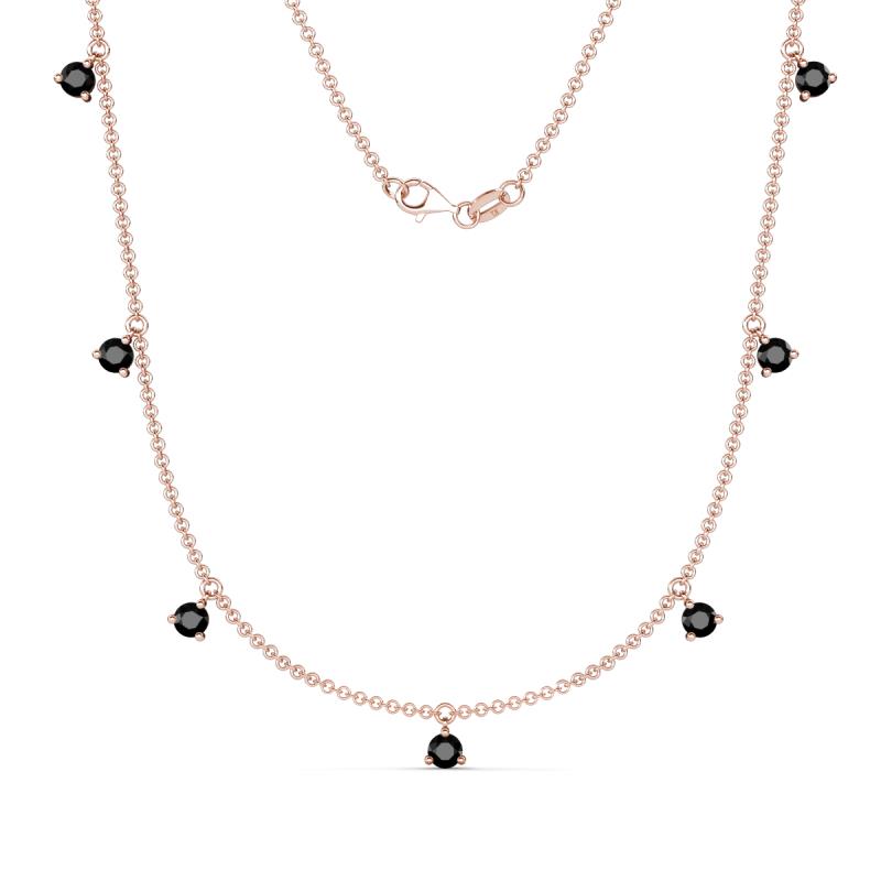 Zuria 0.77 ctw Black Diamond (7 stn/3mm) Women Drop Station Necklace 