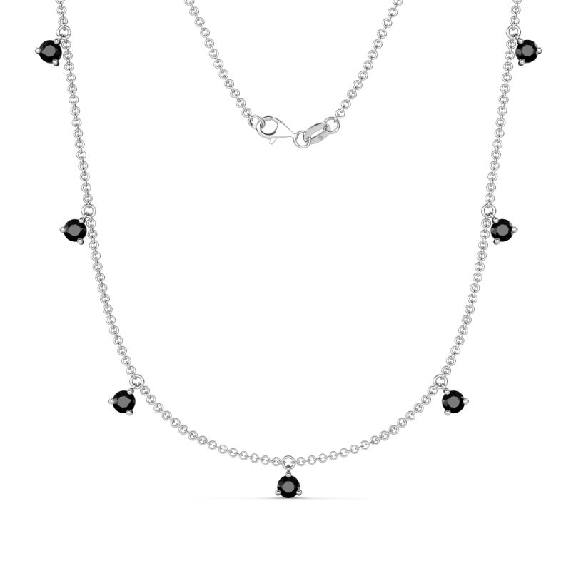 Zuria 0.77 ctw Black Diamond (7 stn/3mm) Women Drop Station Necklace 