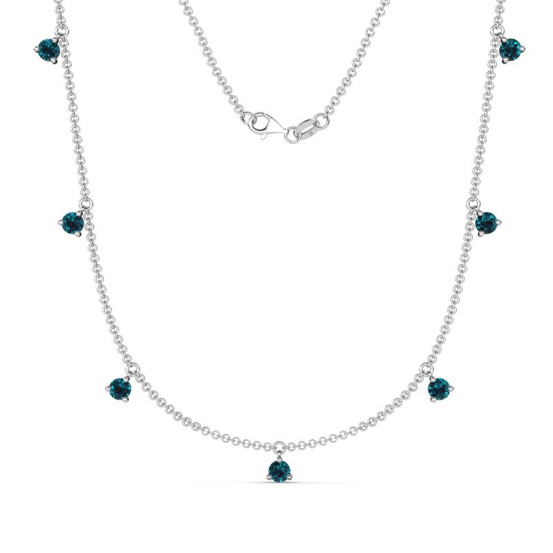 Zuria 0.70 ctw Blue Diamond (7 stn/3mm) Women Drop Station Necklace 