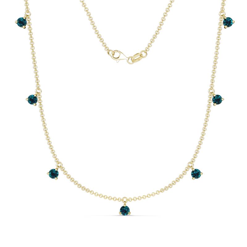 Zuria 0.70 ctw Blue Diamond (7 stn/3mm) Women Drop Station Necklace 