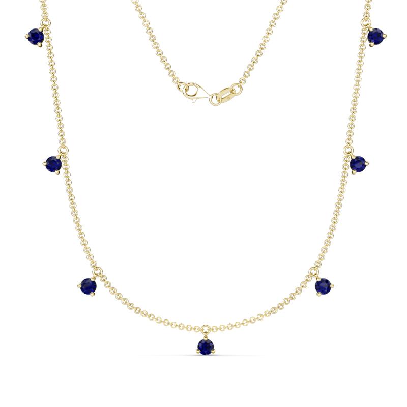 Zuria 0.84 ctw Blue Sapphire (7 stn/3mm) Women Drop Station Necklace 