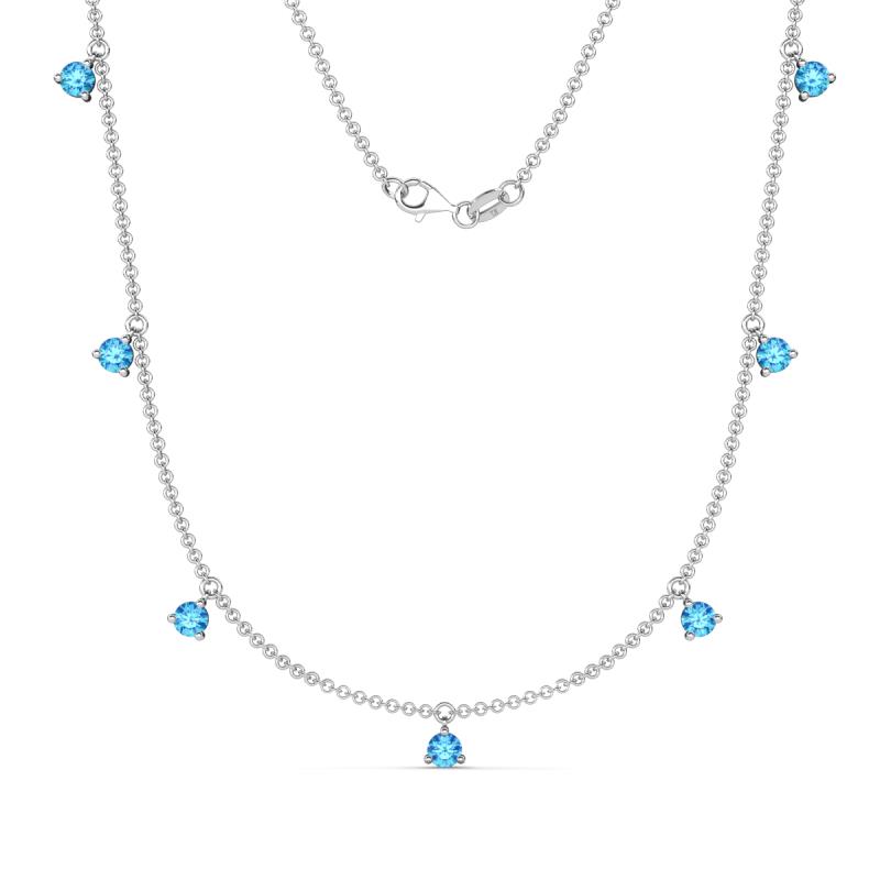 Zuria 0.63 ctw Blue Topaz (7 stn/3mm) Women Drop Station Necklace 