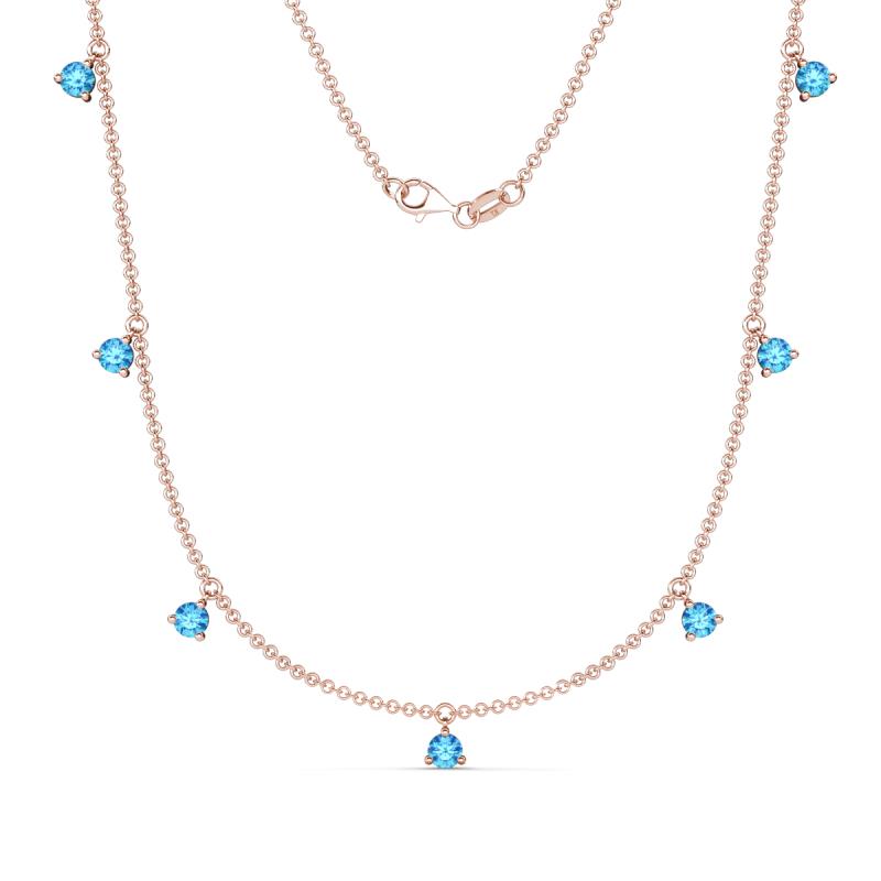 Zuria 0.63 ctw Blue Topaz (7 stn/3mm) Women Drop Station Necklace 