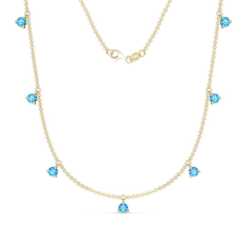 Zuria 0.63 ctw Blue Topaz (7 stn/3mm) Women Drop Station Necklace 