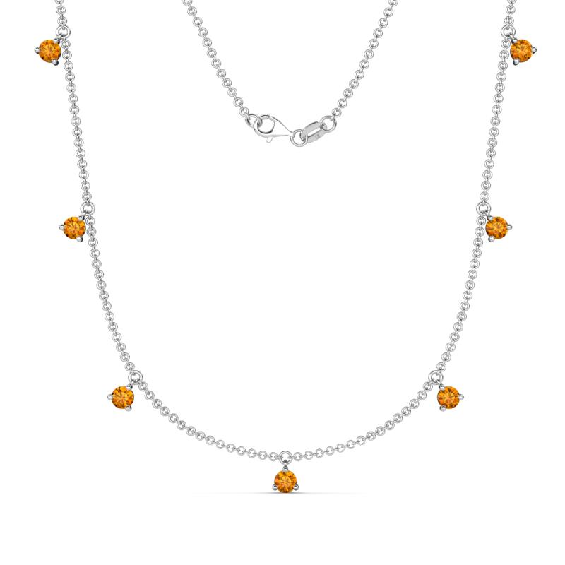 Zuria 0.56 ctw Citrine (7 stn/3mm) Women Drop Station Necklace 