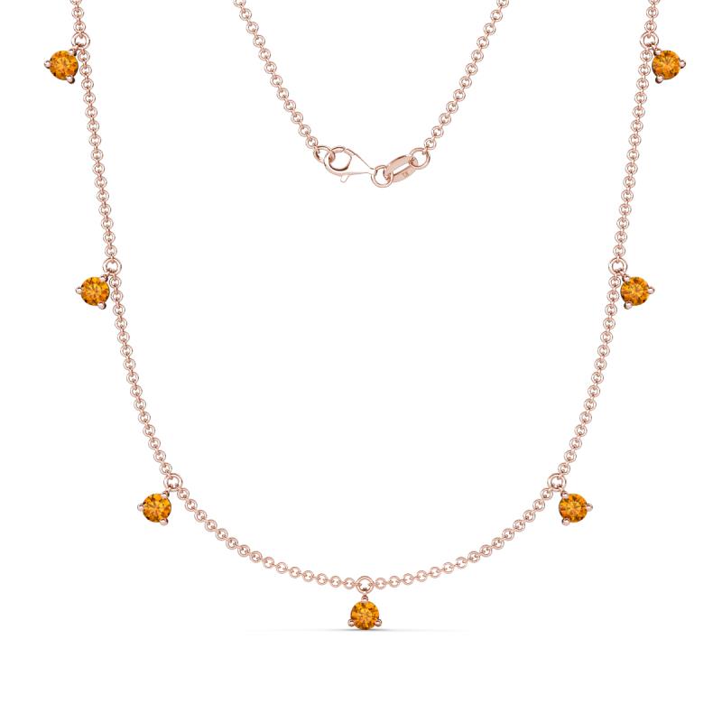 Zuria 0.56 ctw Citrine (7 stn/3mm) Women Drop Station Necklace 