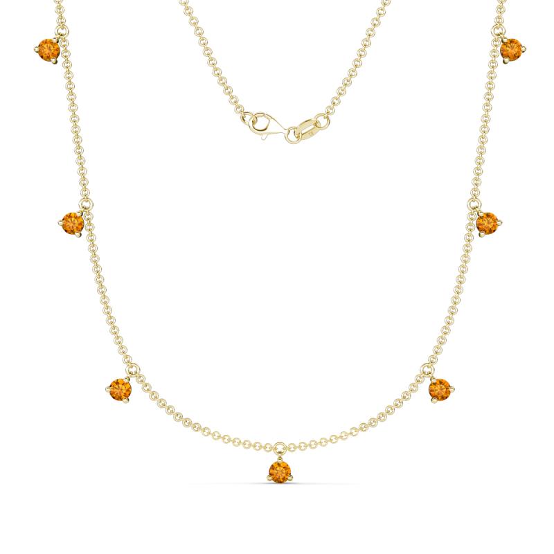 Zuria 0.56 ctw Citrine (7 stn/3mm) Women Drop Station Necklace 