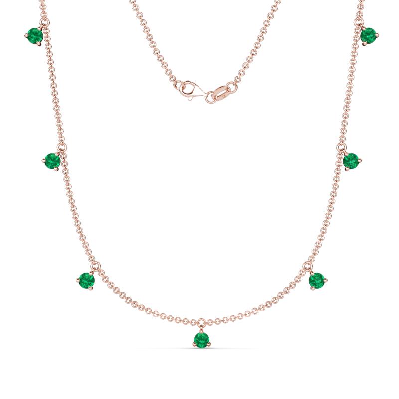 Zuria 0.70 ctw Emerald (7 stn/3mm) Women Drop Station Necklace 