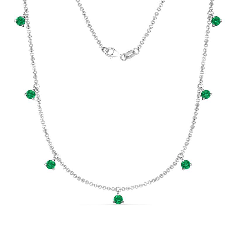 Zuria 0.70 ctw Emerald (7 stn/3mm) Women Drop Station Necklace 
