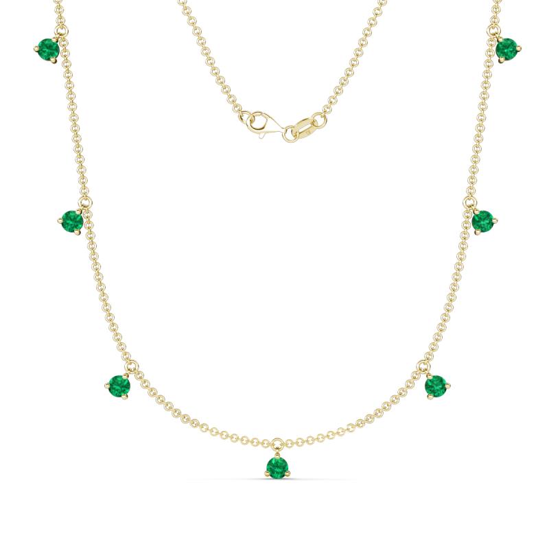 Zuria 0.70 ctw Emerald (7 stn/3mm) Women Drop Station Necklace 