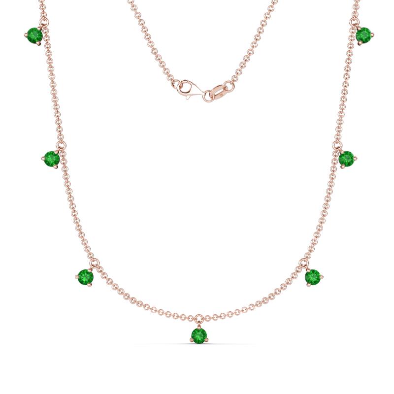 Zuria 0.81 ctw Green Garnet (7 stn/3mm) Women Drop Station Necklace 