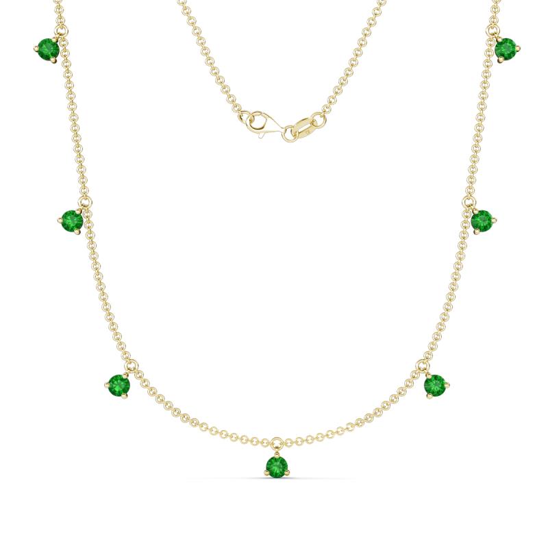 Zuria 0.81 ctw Green Garnet (7 stn/3mm) Women Drop Station Necklace 