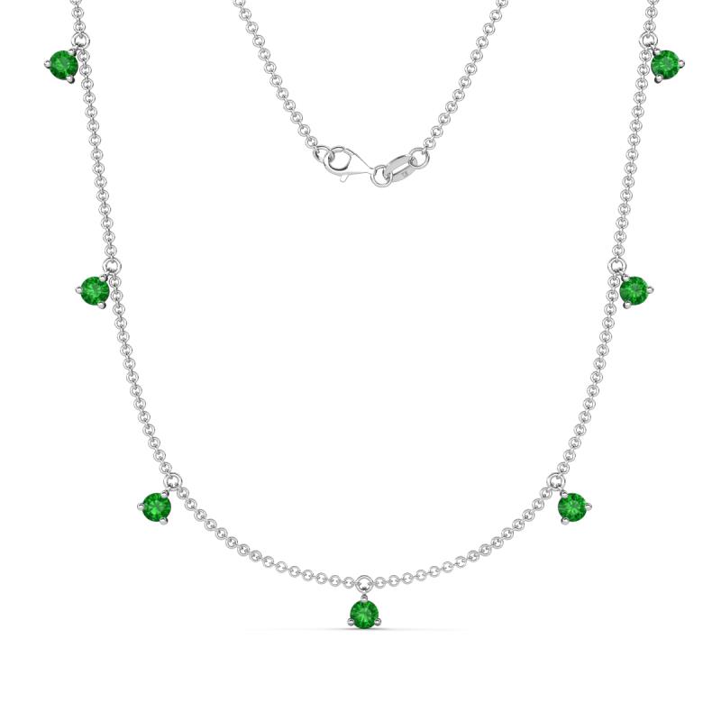Zuria 0.81 ctw Green Garnet (7 stn/3mm) Women Drop Station Necklace 