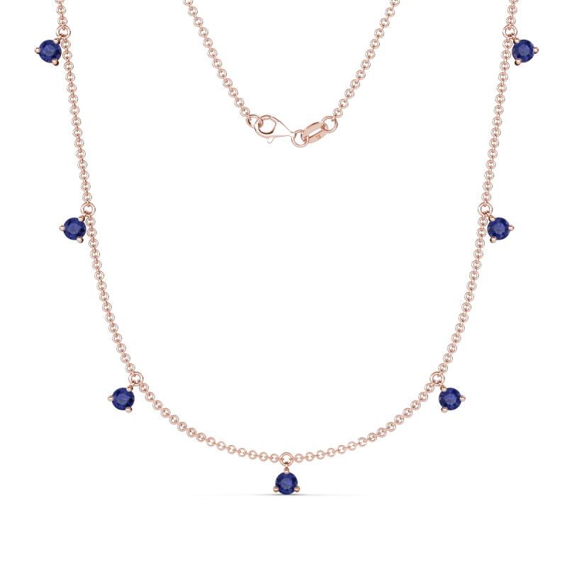 Zuria 0.56 ctw Iolite (7 stn/3mm) Women Drop Station Necklace 