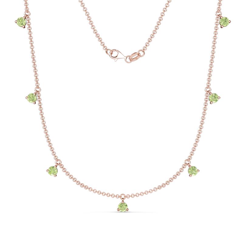 Zuria 0.81 ctw Peridot (7 stn/3mm) Women Drop Station Necklace 