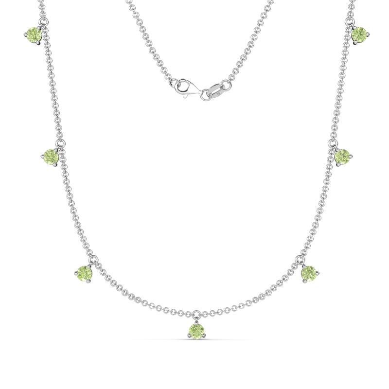 Zuria 0.81 ctw Peridot (7 stn/3mm) Women Drop Station Necklace 