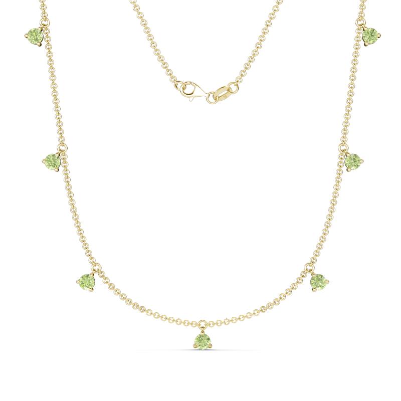 Zuria 0.81 ctw Peridot (7 stn/3mm) Women Drop Station Necklace 