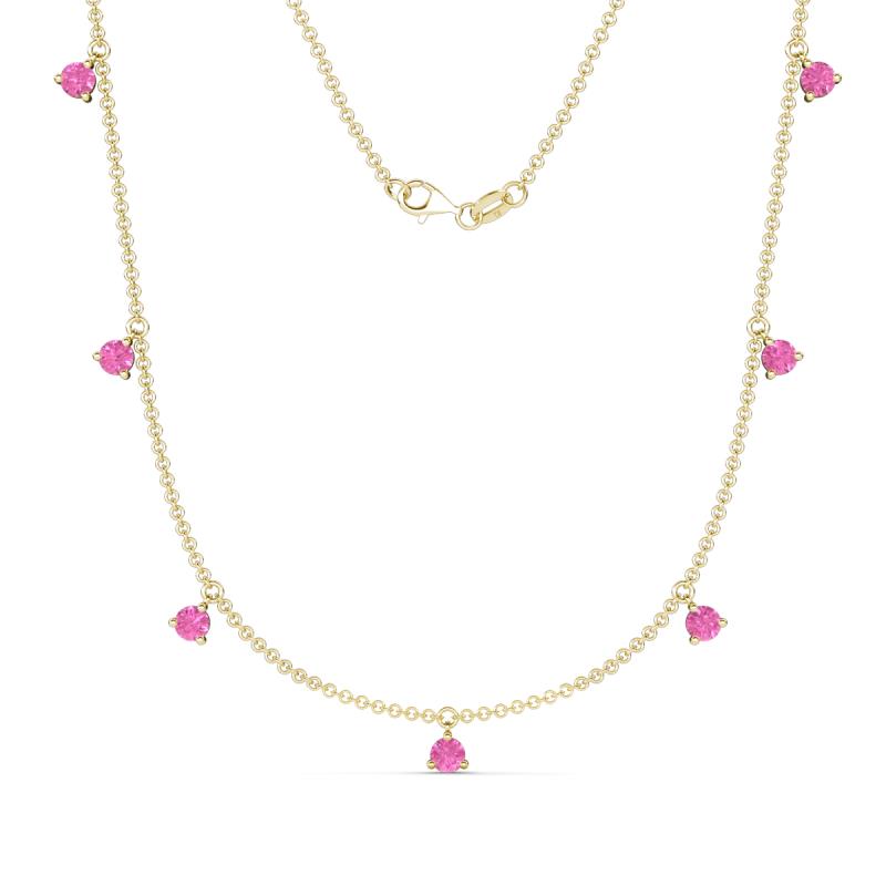 Zuria 1.19 ctw Pink Sapphire (7 stn/3mm) Women Drop Station Necklace 