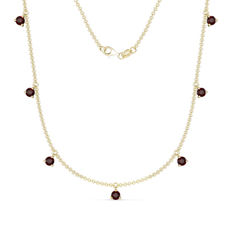 Zuria 0.81 ctw Red Garnet (7 stn/3mm) Women Drop Station Necklace 