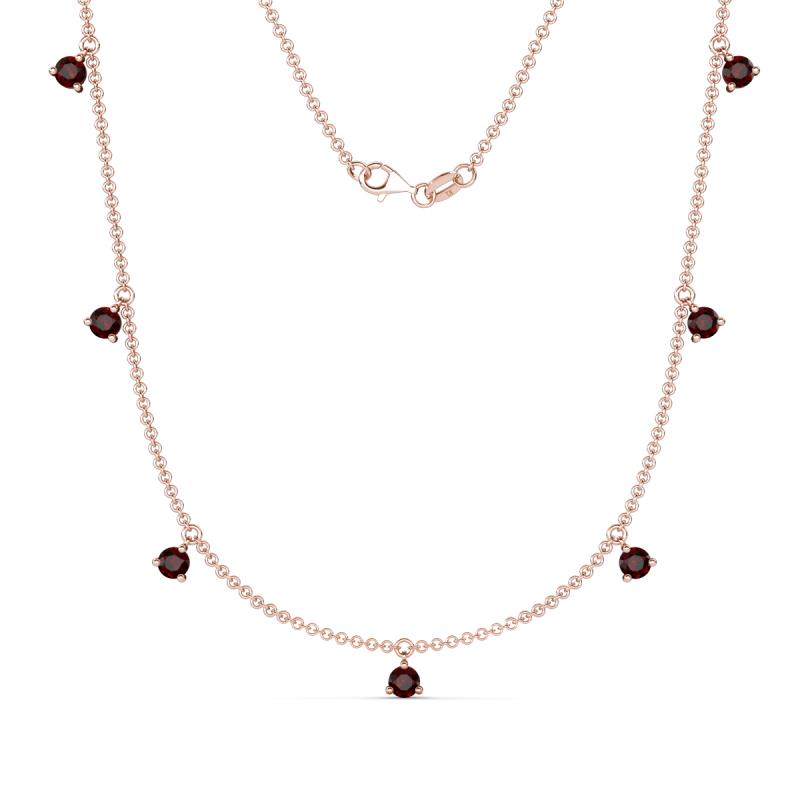 Zuria 0.81 ctw Red Garnet (7 stn/3mm) Women Drop Station Necklace 