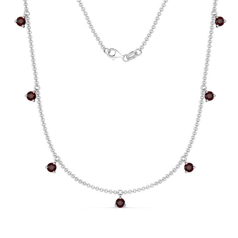 Zuria 0.81 ctw Red Garnet (7 stn/3mm) Women Drop Station Necklace 
