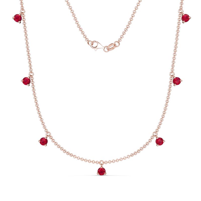 Zuria 0.70 ctw Ruby (7 stn/3mm) Women Drop Station Necklace 
