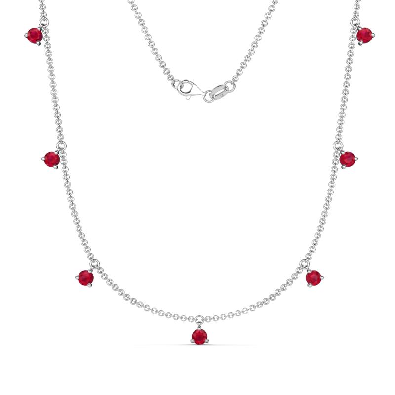 Zuria 0.70 ctw Ruby (7 stn/3mm) Women Drop Station Necklace 