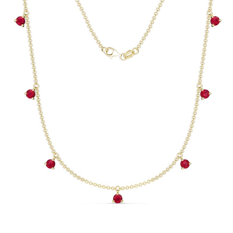Zuria 0.70 ctw Ruby (7 stn/3mm) Women Drop Station Necklace 