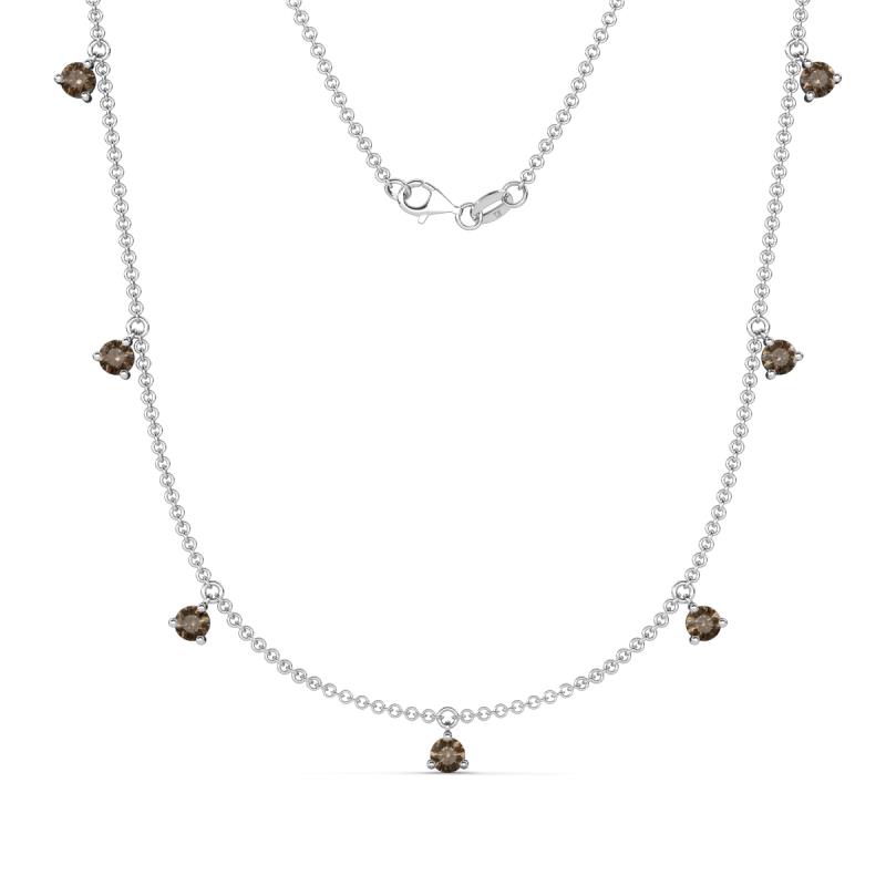 Zuria 0.70 ctw Smoky Quartz (7 stn/3mm) Women Drop Station Necklace 