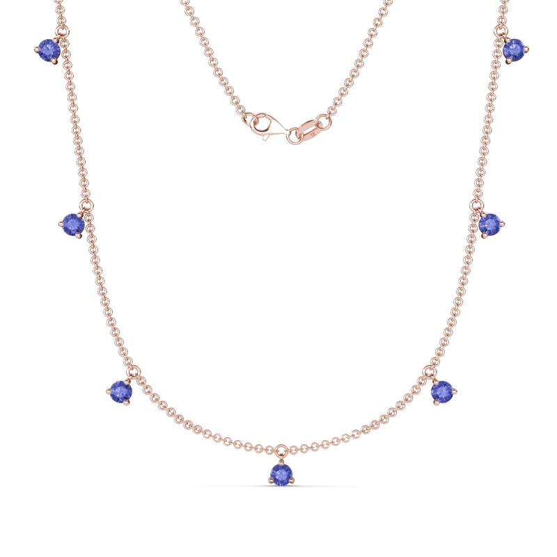 Zuria 0.63 ctw Tanzanite (7 stn/3mm) Women Drop Station Necklace 