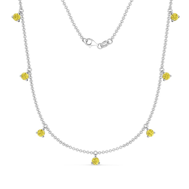 Zuria 0.70 ctw Yellow Diamond (7 stn/3mm) Women Drop Station Necklace 
