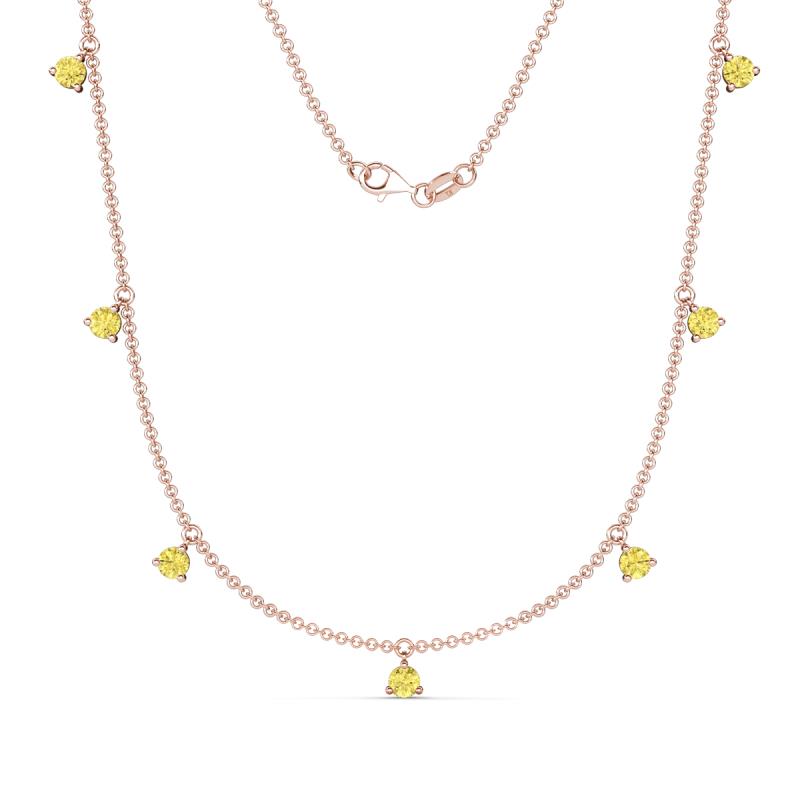 Zuria 0.74 ctw Yellow Sapphire (7 stn/3mm) Women Drop Station Necklace 