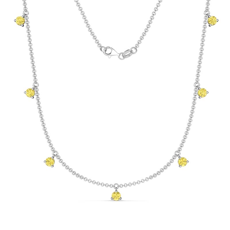 Zuria 0.74 ctw Yellow Sapphire (7 stn/3mm) Women Drop Station Necklace 