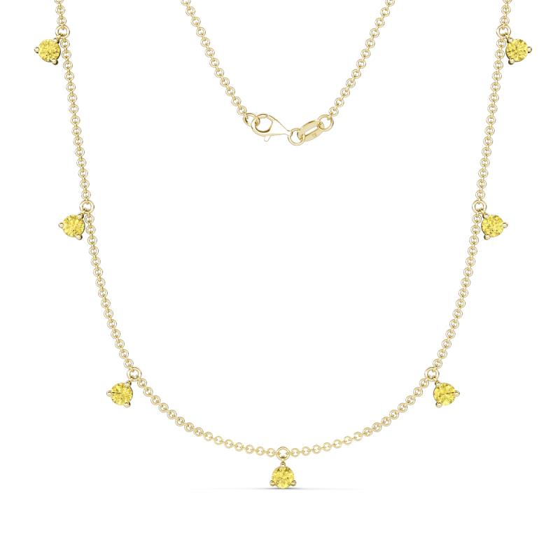Zuria 0.74 ctw Yellow Sapphire (7 stn/3mm) Women Drop Station Necklace 