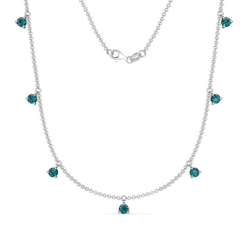 Zuria 0.77 ctw London Blue Topaz (7 stn/3mm) Women Drop Station Necklace 