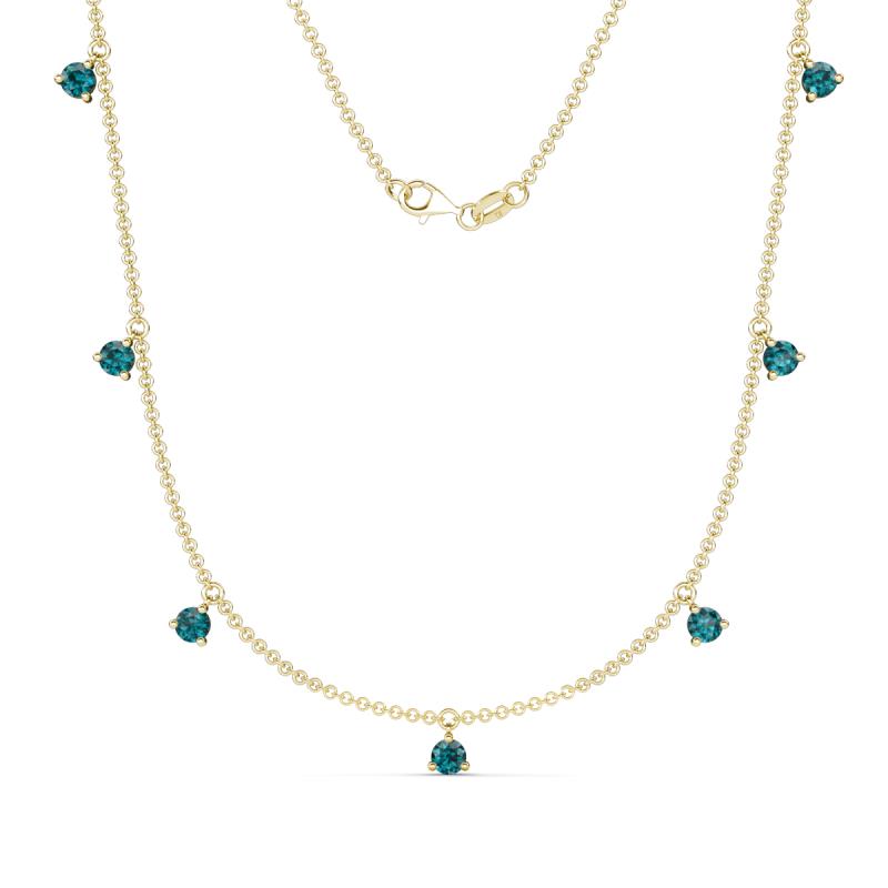 Zuria 0.77 ctw London Blue Topaz (7 stn/3mm) Women Drop Station Necklace 