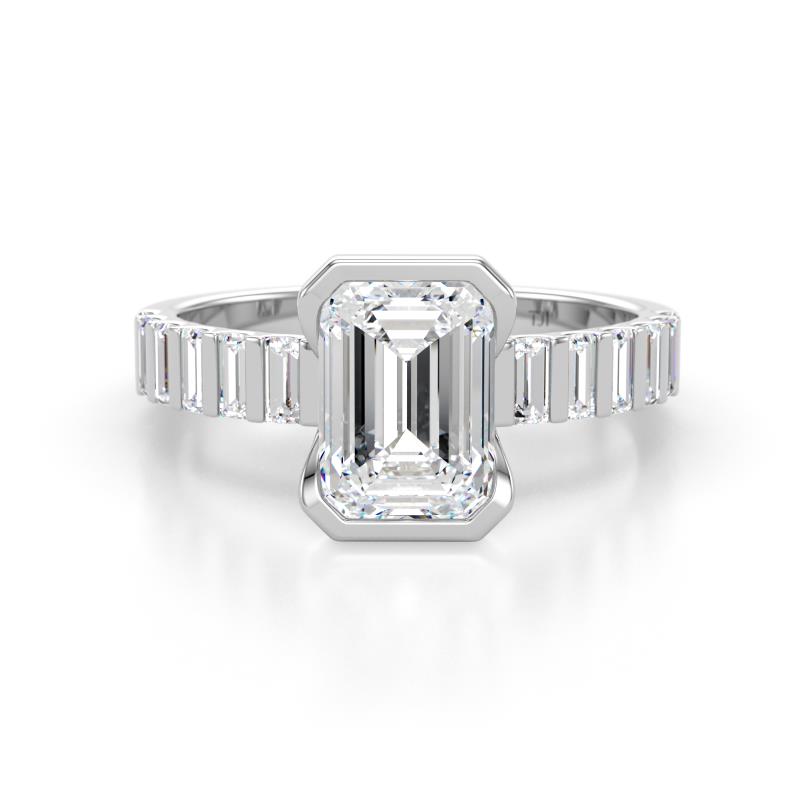 Dionne 3.10 ctw IGI Certified Emerald Shape (9 X 6 mm) accented Baguette Shape Lab Grown Diamonds Engagement Ring 