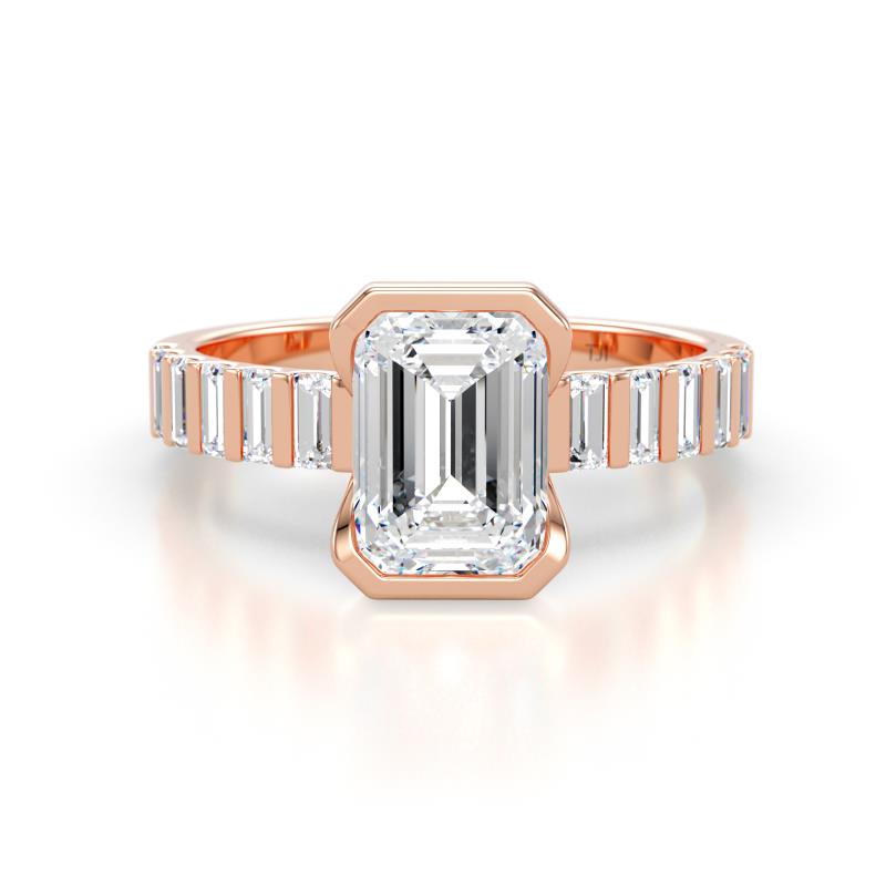 Dionne 3.10 ctw IGI Certified Emerald Shape (9 X 6 mm) accented Baguette Shape Lab Grown Diamonds Engagement Ring 