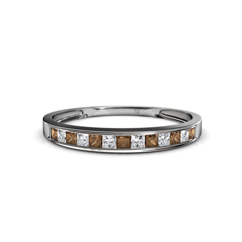 Aqilia 2.00 mm Smoky Quartz and Lab Grown Diamond Wedding Band 