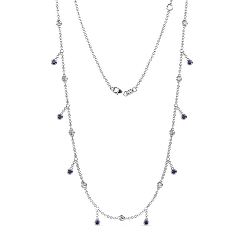 Belina 0.51 ctw (17 Stn/2mm) Round Blue Sapphire and Lab Grown Diamond Drop Station Necklace 