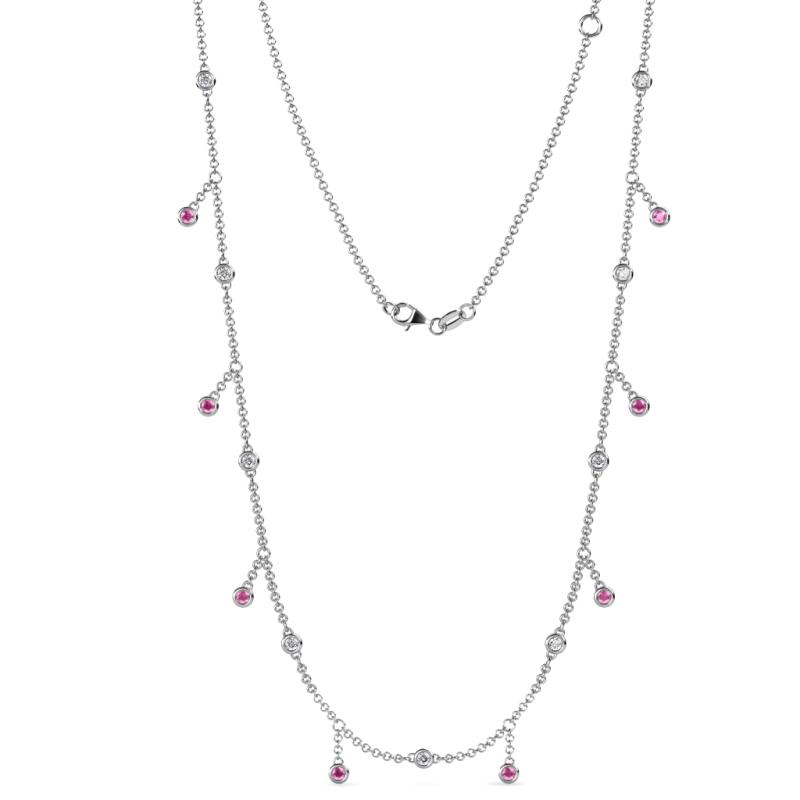 Belina 0.52 ctw (17 Stn/2mm) Round Pink Sapphire and Lab Grown Diamond Drop Station Necklace 