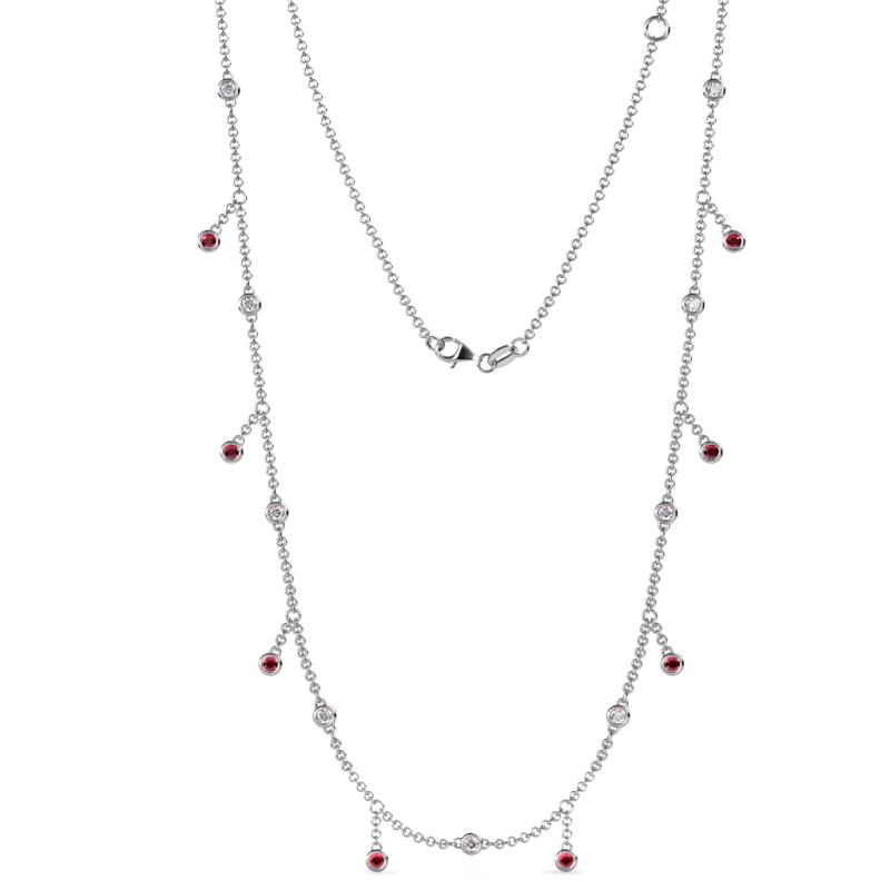Belina 0.55 ctw (17 Stn/2mm) Round Ruby and Lab Grown Diamond Drop Station Necklace 
