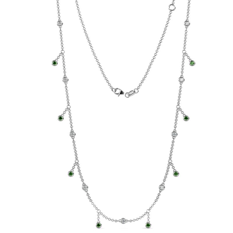 Belina 0.56 ctw (17 Stn/2mm) Round Green Garnet and Lab Grown Diamond Drop Station Necklace 