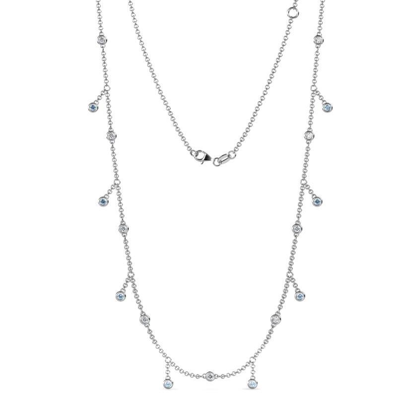 Belina 0.45 ctw (17 Stn/2mm) Round Aquamarine and Lab Grown Diamond Drop Station Necklace 