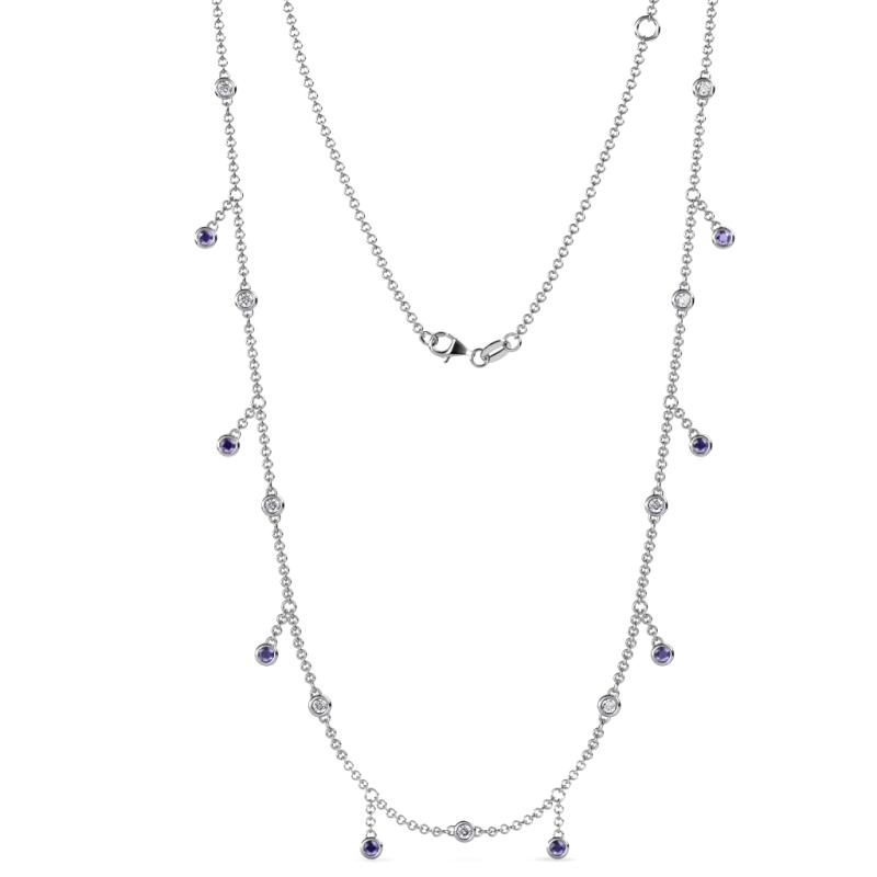 Belina 0.45 ctw (17 Stn/2mm) Round Iolite and Lab Grown Diamond Drop Station Necklace 