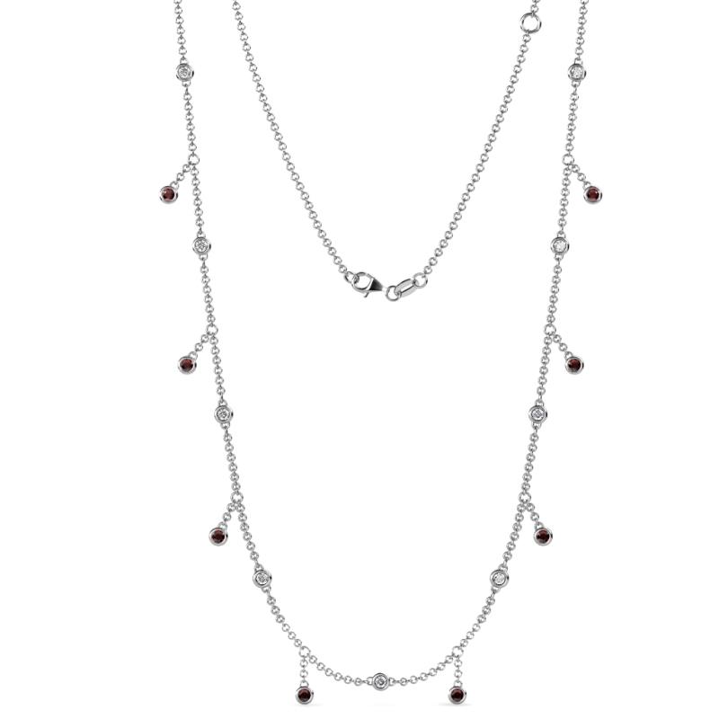 Belina 0.56 ctw (17 Stn/2mm) Round Red Garnet and Lab Grown Diamond Drop Station Necklace 
