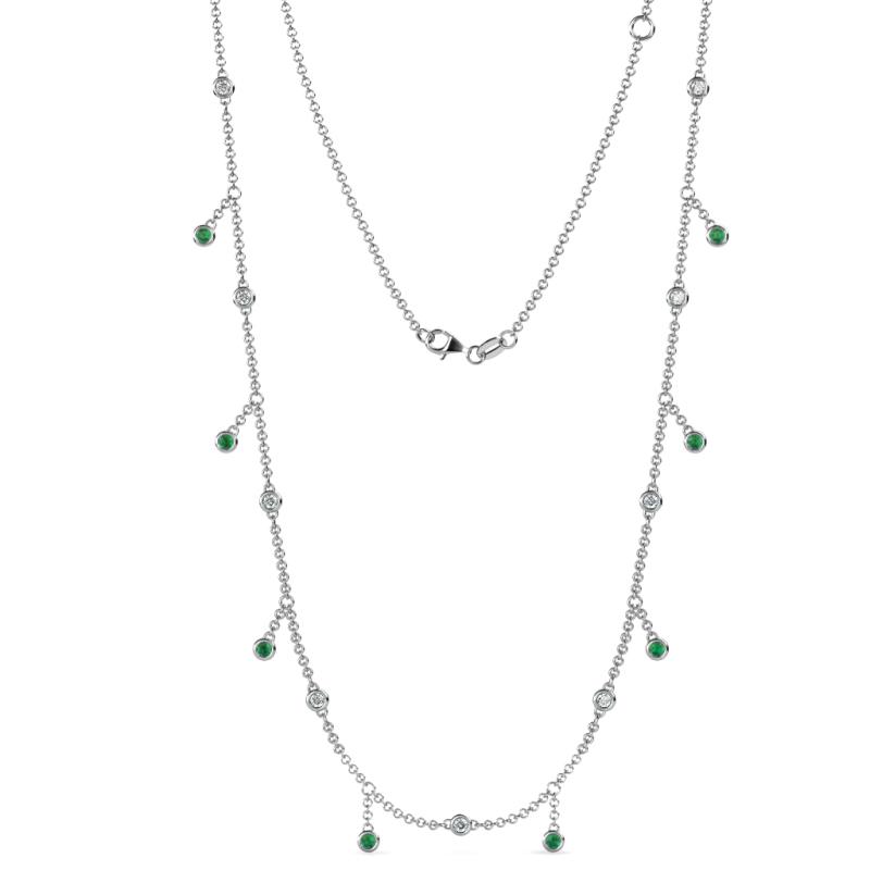 Belina 0.47 ctw (17 Stn/2mm) Round Emerald and Lab Grown Diamond Drop Station Necklace 