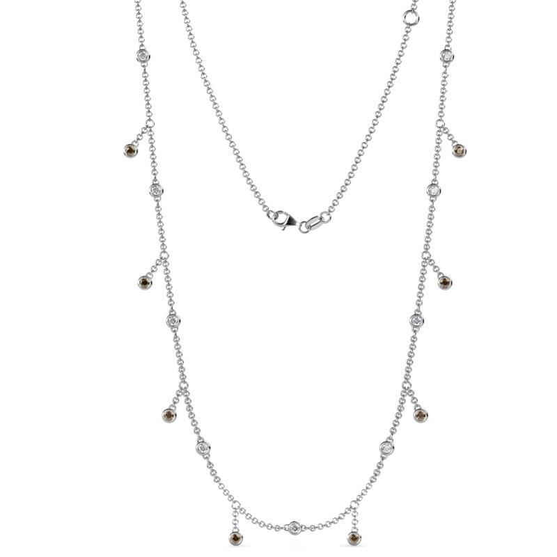 Belina 0.51 ctw (17 Stn/2mm) Round Smoky Quartz and Lab Grown Diamond Drop Station Necklace 